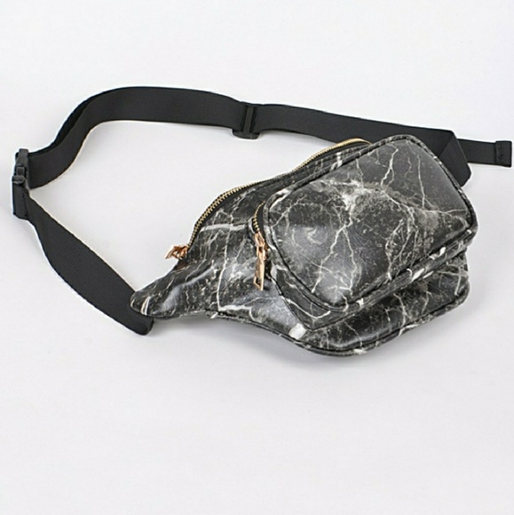 Black Marble Fanny Pack with Adjustable Strap - Picture 3 of 7